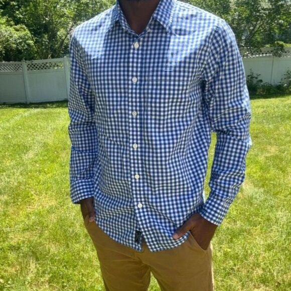 Abercrombie & FItch Blue Patterned Button Down Long Sleeve size medium - Picture 5 of 6